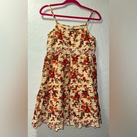 American Eagle Floral Spaghetti Strap Sundress w/ Lace Embroidery - Picture 1 of 8